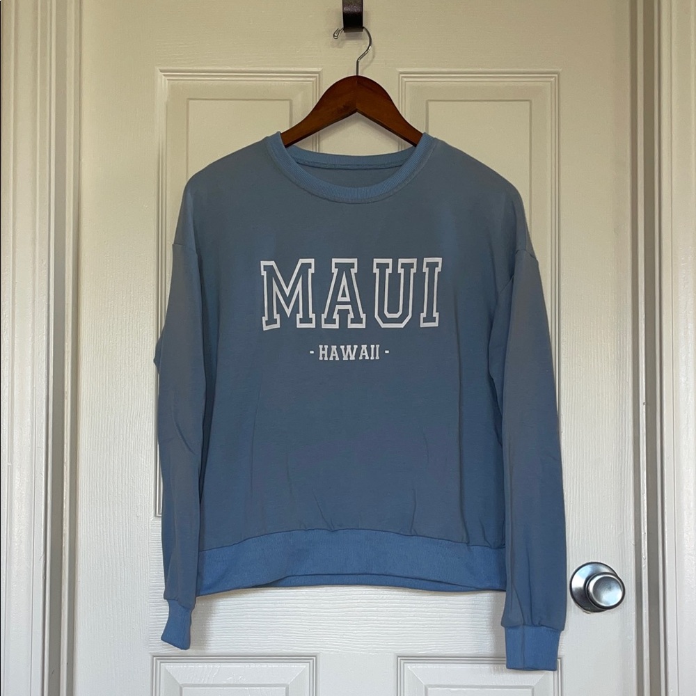 SHEIN “MAUI HAWAII” blue crewneck sweatshirt